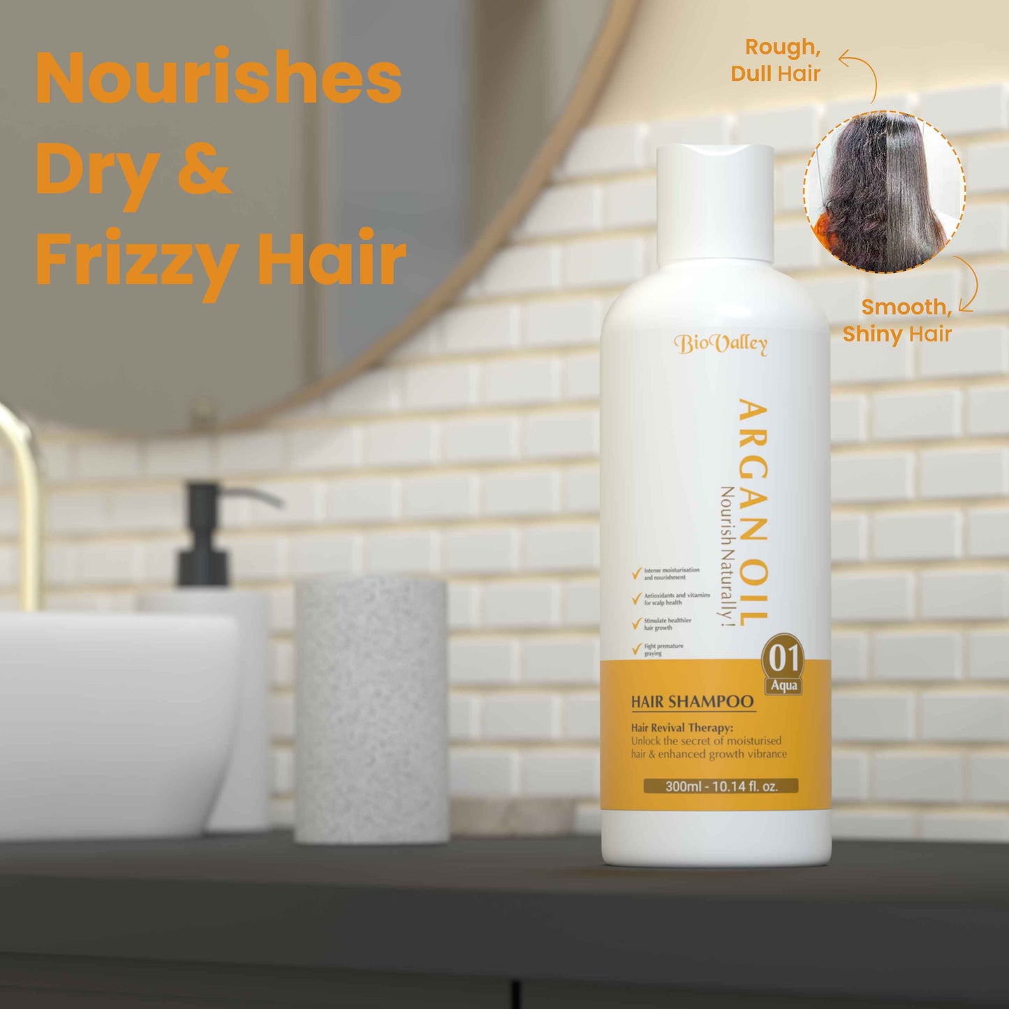 Bio valley Argan Oil hair shampoo for nourishing dry and frizzy hair