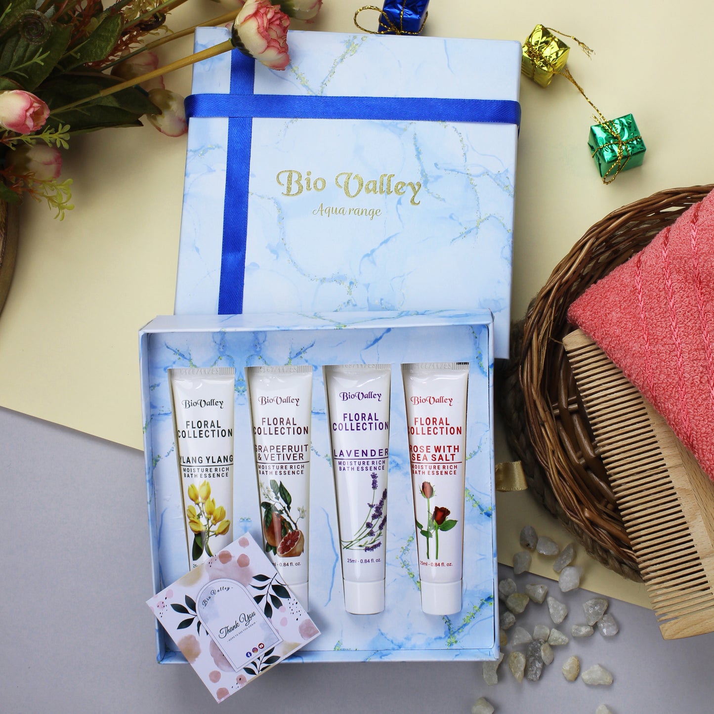 a gift box of four body washes