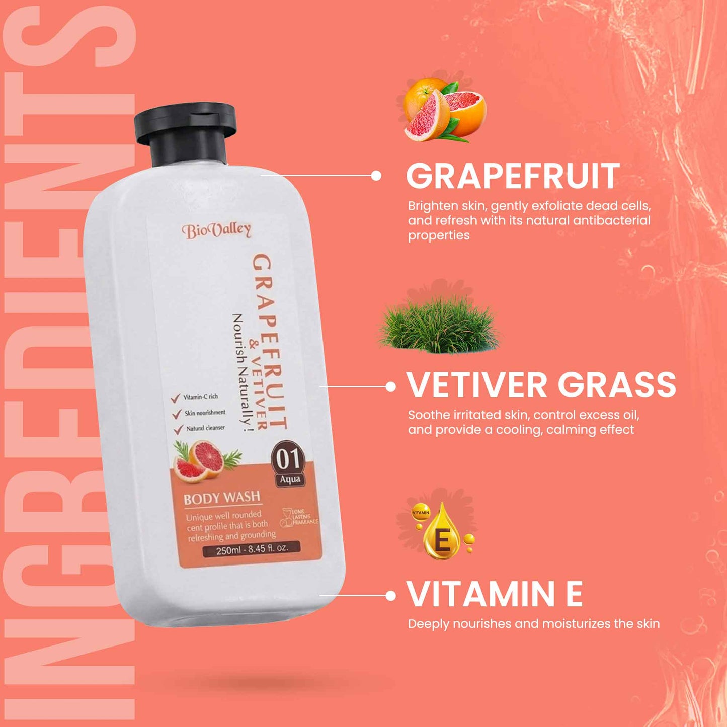 Grapefruit & Vetiver Body Wash for Fresh, Hydrated Skin
