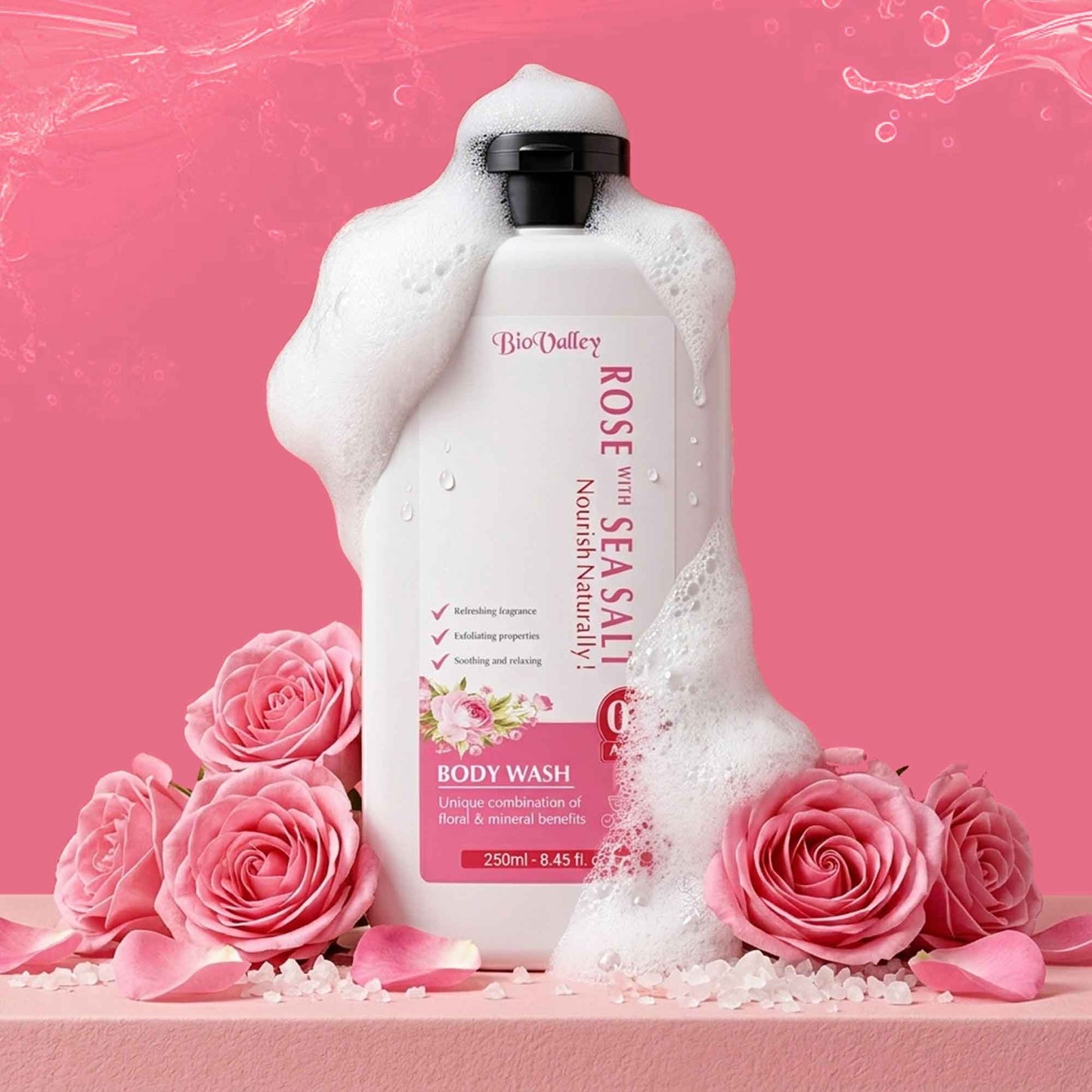 Rose & Sea Salt Body Wash for Smooth, Radiant Skin