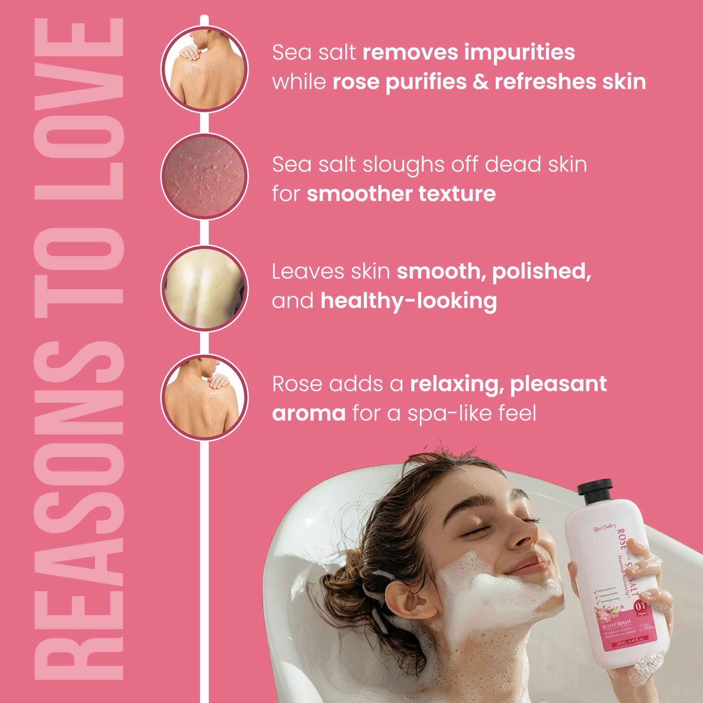 Rose & Sea Salt Body Wash for Smooth, Radiant Skin