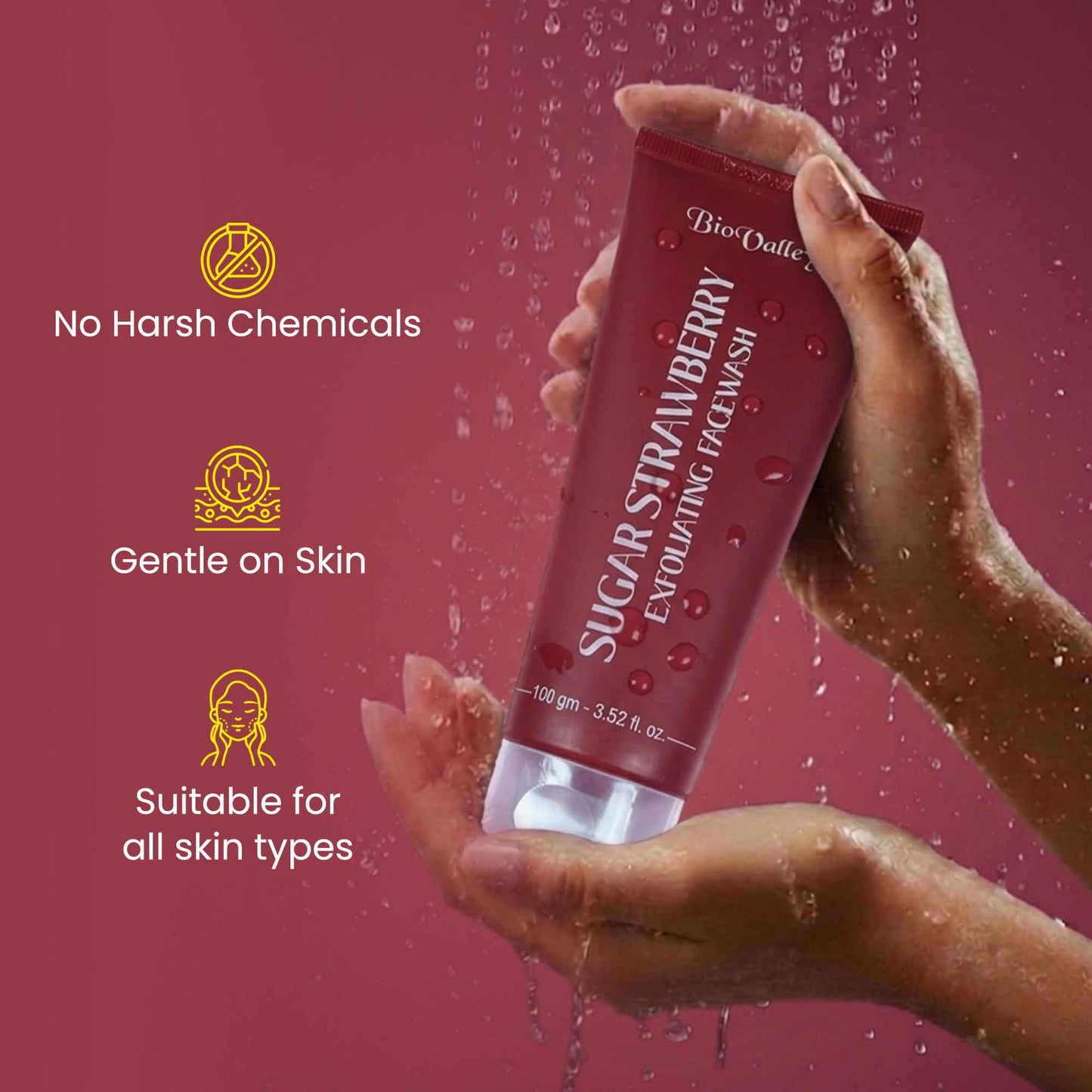 Sugar Strawberry Facewash & Exfoliator for Smooth, Fresh & Glowing Skin