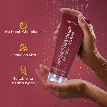 Sugar Strawberry Facewash & Exfoliator for Smooth, Fresh & Glowing Skin